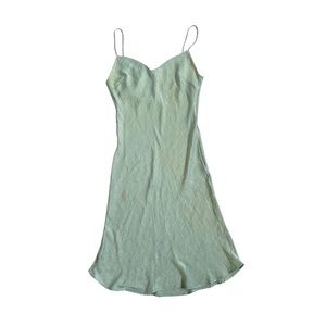 Audrey teal satin midi slip dress